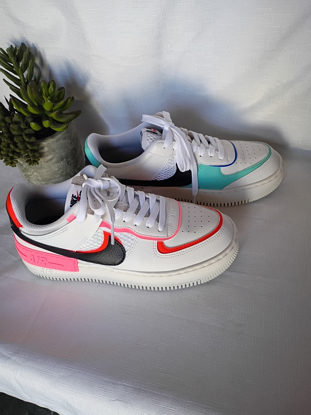 Nike Air Force 1 Low White Multicolor Accent Sneakers Size 8 - Picture 3 of 14